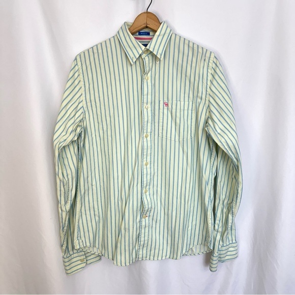 Abercrombie & Fitch Long Sleeve Shirt Mens XL Green  Button‎ Down Stripes Muscle - Picture 1 of 11